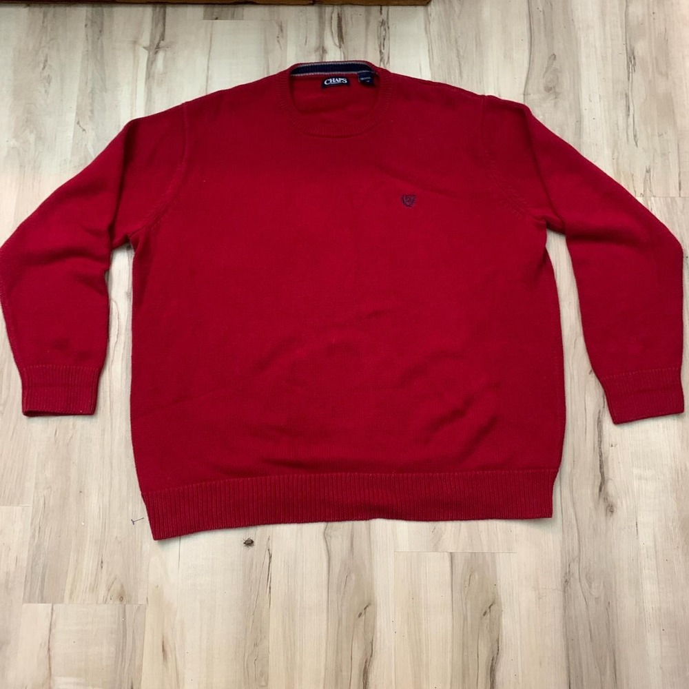 Chaps Mens Red Classic Prep Crewneck Sweater XXL Tall 2XLT